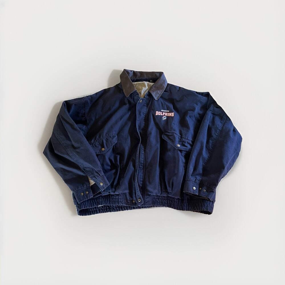 Vtg Dunbrooke Distinctive Images 3XL Canvas Trucker Jacket Miami Dolphins - Picture 10 of 10